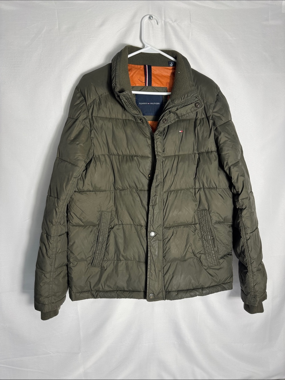 Tommy Hilfiger Men's Olive Green Quilted  Classic Puffer Jacket Size Small
